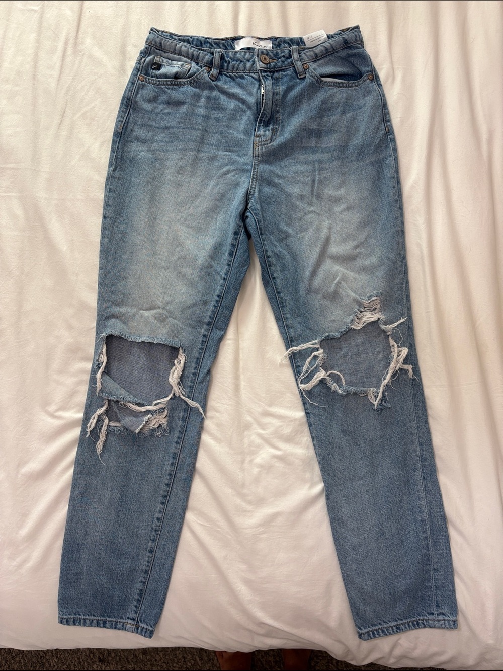 KanCan Light Blue Distressed Straight Leg Jeans